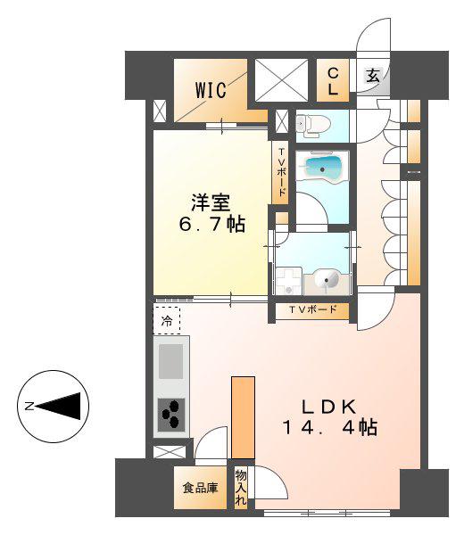 パークアクシス名駅南グランデ(1LDK/11階)の間取り写真