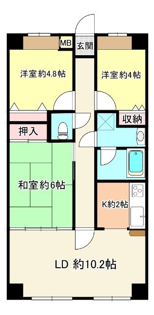 コスモ市原青葉台(3LDK/6階)の間取り写真