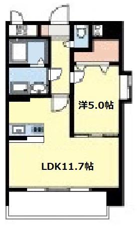 ウエスト FIELD(1LDK/3階)の間取り写真
