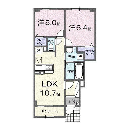 ステイズ 河合(2LDK/1階)の間取り写真
