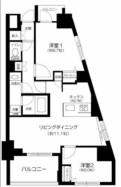 ルフレ赤羽サウス(2LDK/5階)の間取り写真