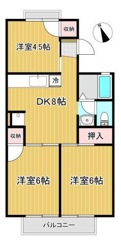 セジュール岡部(3DK/2階)の間取り写真