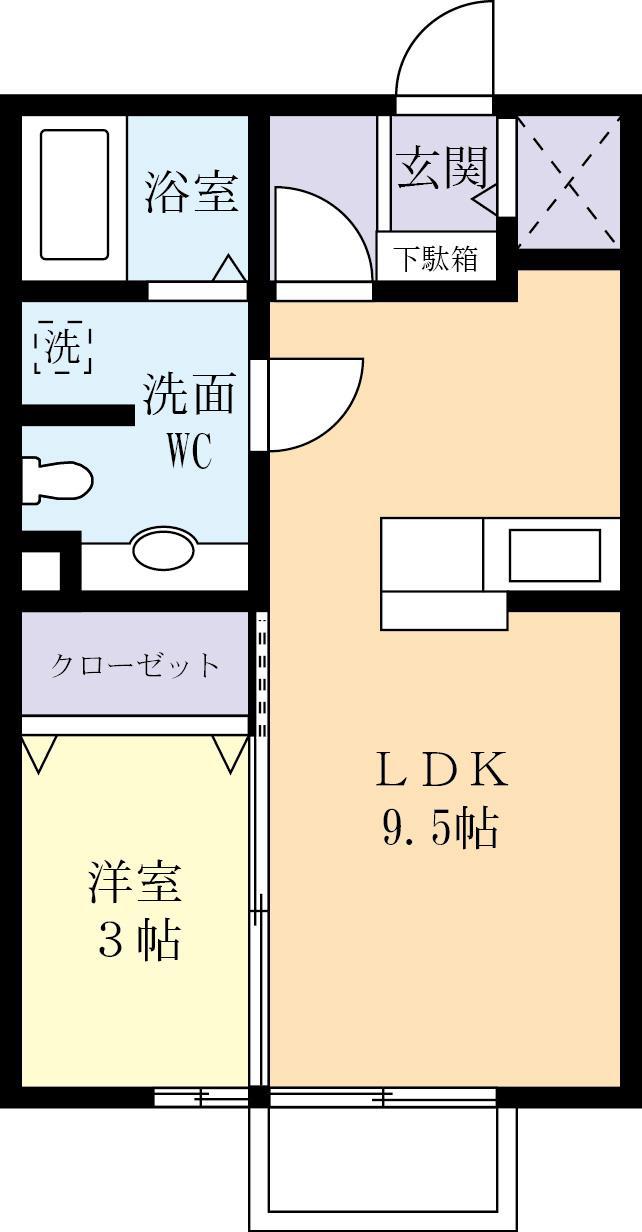 ポッシュD(1LDK/2階)の間取り写真