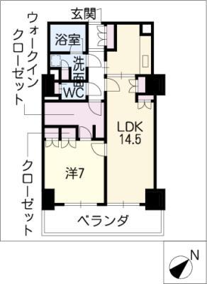 パークシティタワーズガーデン/エアーズFT(1LDK/14階)の間取り写真