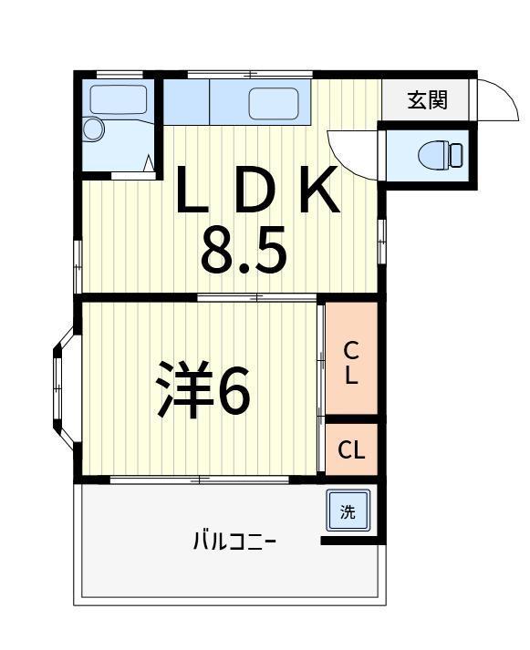 柳コーポ(1LDK/1階)の間取り写真
