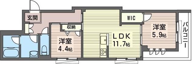 リベルテ(2LDK/2階)の間取り写真