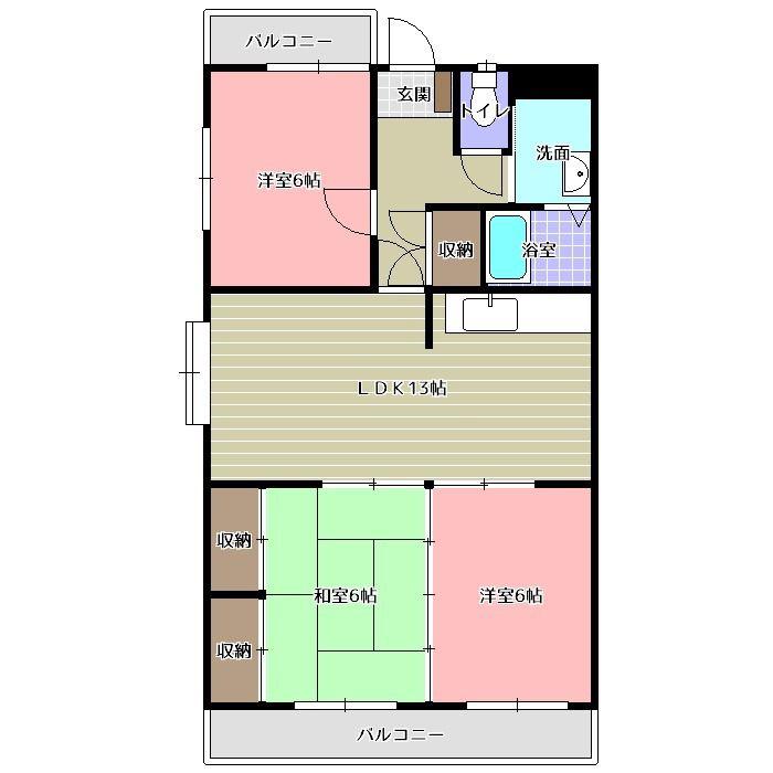 パールハイム(3LDK/1階)の間取り写真