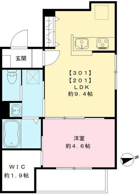 プリュム四谷(1LDK/3階)の間取り写真
