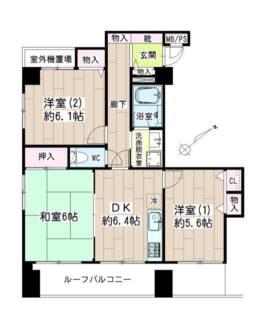 ナイスリブレスト上末吉(3DK/4階)の間取り写真