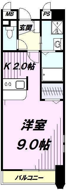 ベルクリーベ(ワンルーム/3階)の間取り写真