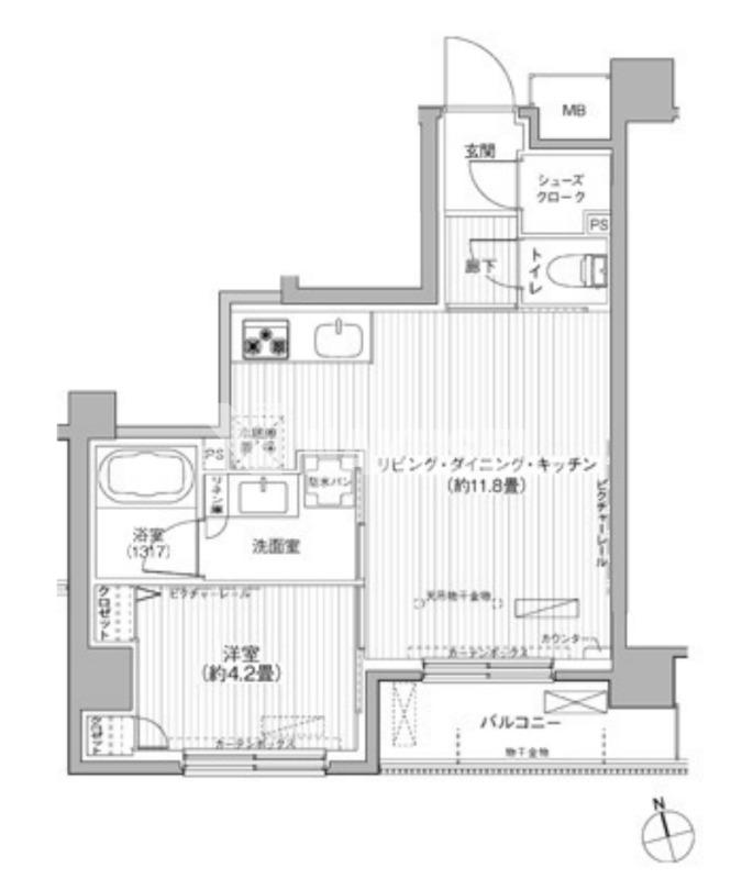シエール自由が丘(1LDK/5階)の間取り写真