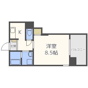 インペリアル新町(1K/4階)の間取り写真