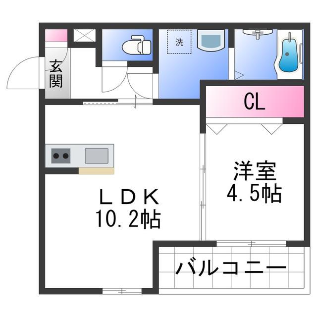 ジーメゾン泉大津エヴァース(1LDK/1階)の間取り写真