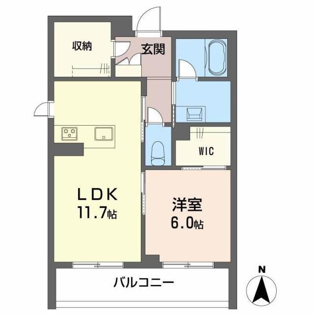 K&Jフォレストライト(1LDK/2階)の間取り写真