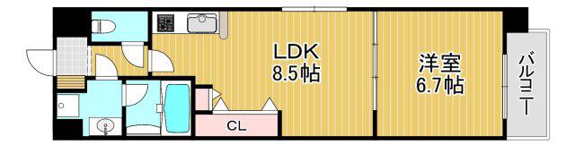 アーバンフラッツ城東(1LDK/3階)の間取り写真