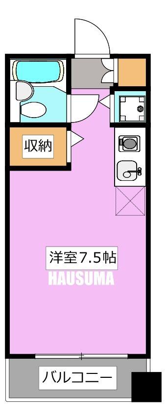 パーク・フラット(ワンルーム/3階)の間取り写真