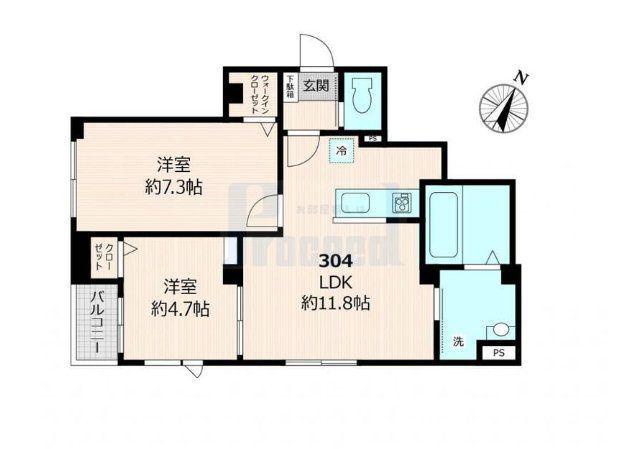 AVIARA(2LDK/3階)の間取り写真