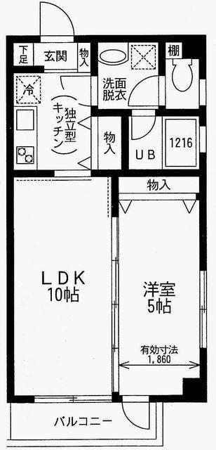 ローズレジデンス千葉ファースト(1LDK/1階)の間取り写真