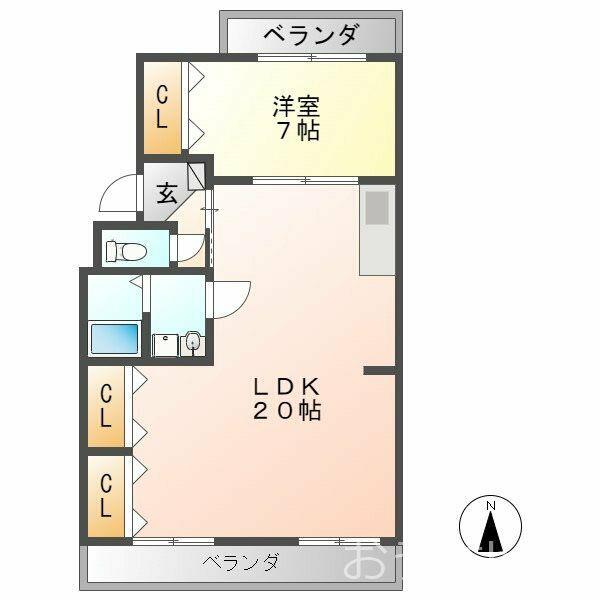 レヂデンス尾崎(1LDK/3階)の間取り写真