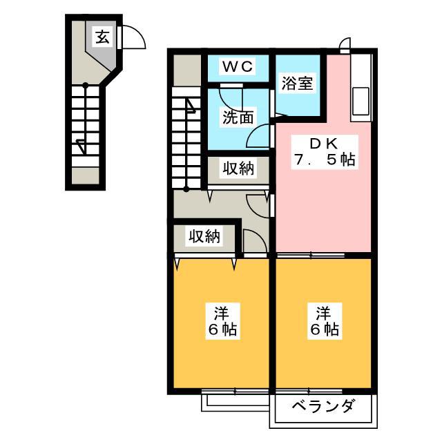 SILKY BOX 1(2DK/2階)の間取り写真