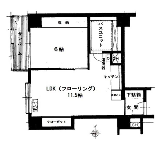 チサンマンション札幌第2(1LDK/11階)の間取り写真