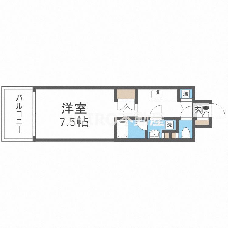 ミヤレジデンス西天満(1K/6階)の間取り写真