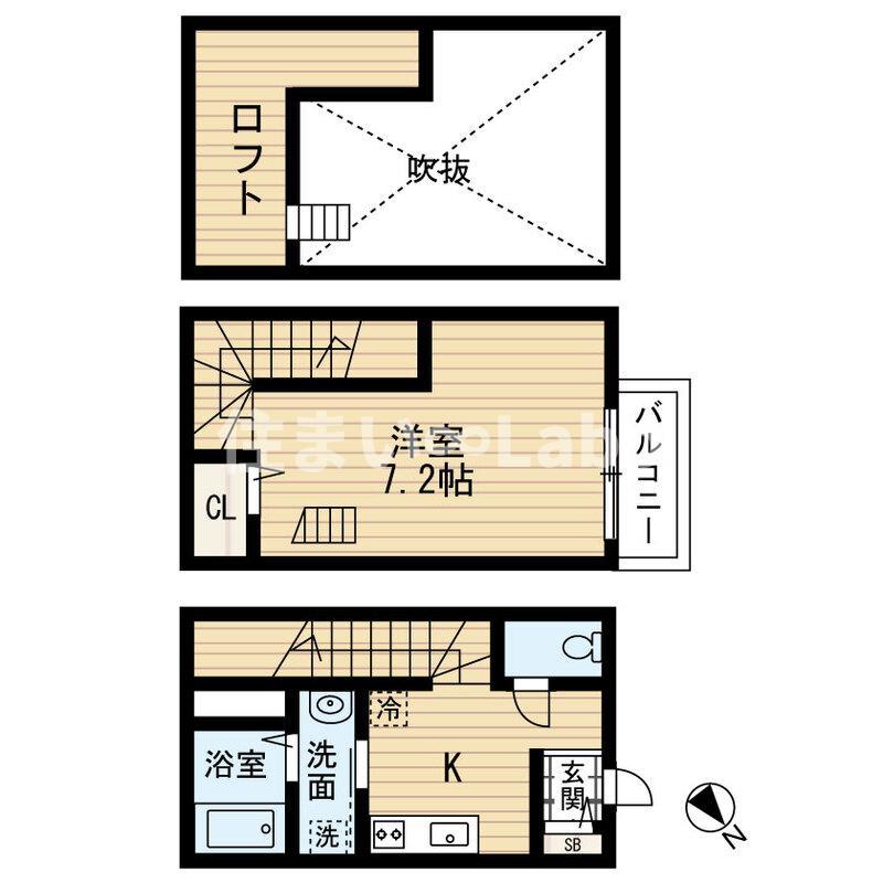 アポロン(1K/1階)の間取り写真