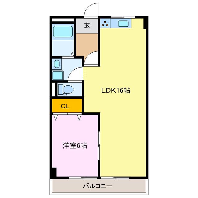 ダイアナポリス桜橋(1LDK/3階)の間取り写真
