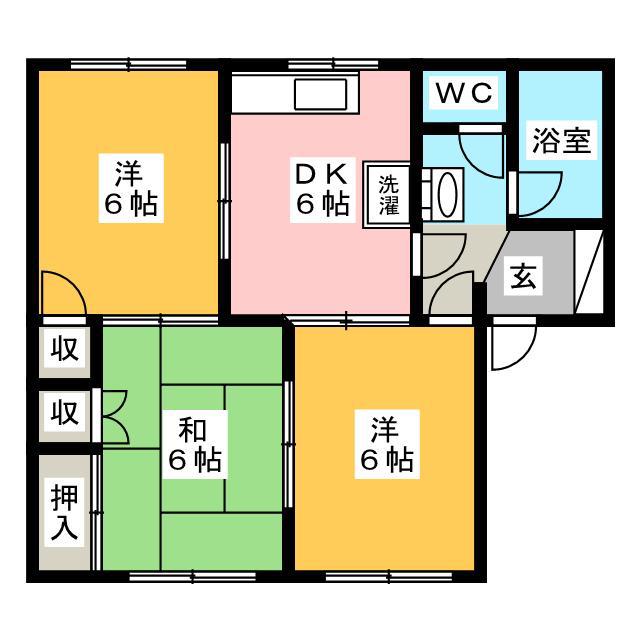 サンハイツ五味A(3DK/1階)の間取り写真