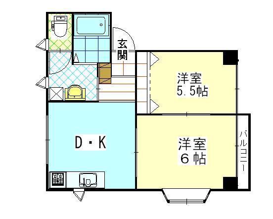 CAハイツ天王(2DK/2階)の間取り写真