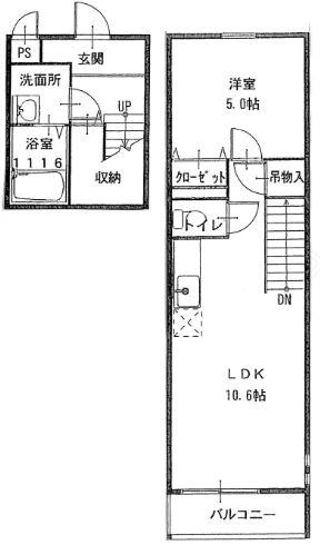 フジパレスルミナス(1LDK/2階)の間取り写真