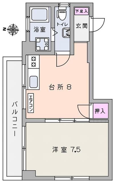 森ハイツ(1DK/2階)の間取り写真