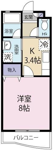 リヴェールJ7(1K/2階)の間取り写真