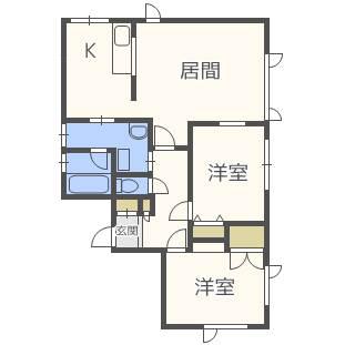 リブウェル麻生(2LDK/2階)の間取り写真