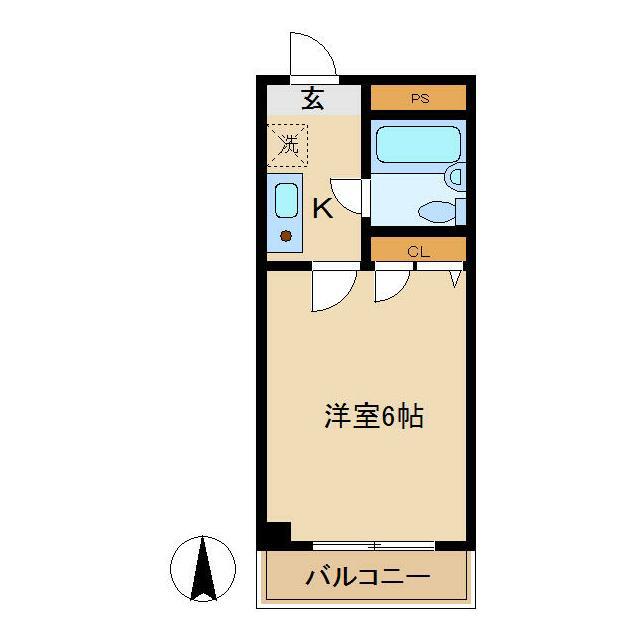 サンフジ(1K/1階)の間取り写真