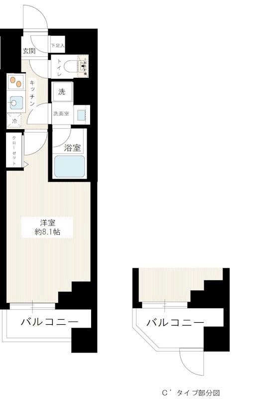 HYS SALIRE 用賀(1K/4階)の間取り写真