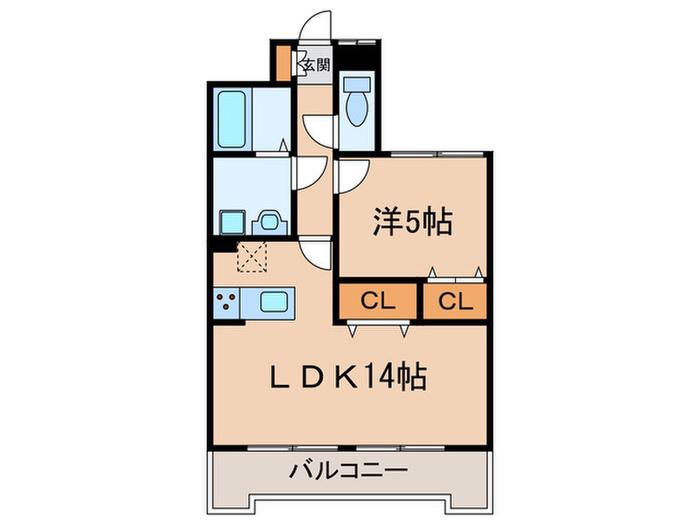 ハルズ羽坂(1LDK/5階)の間取り写真
