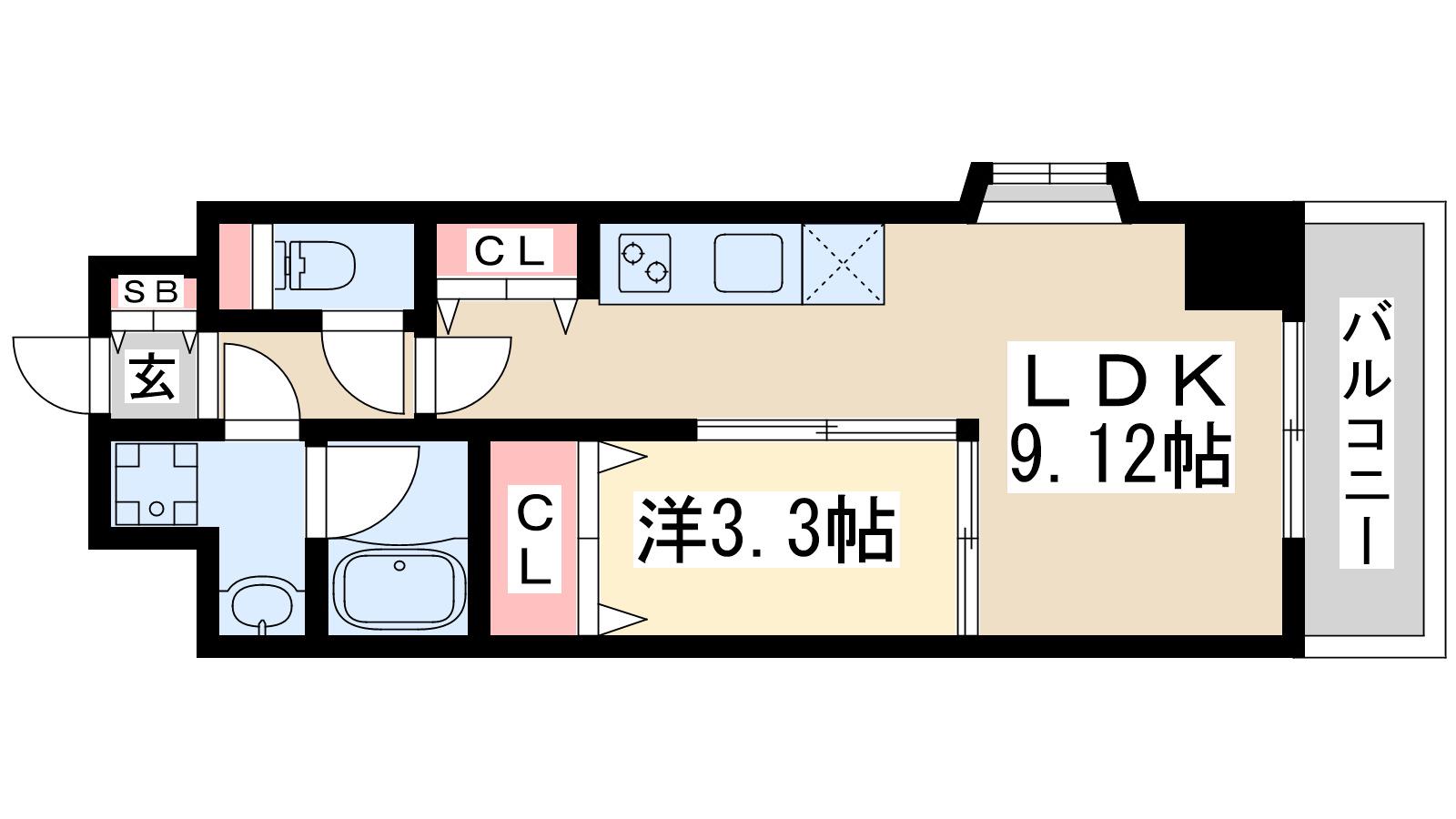 ルミネソレイユ江坂(1LDK/3階)の間取り写真