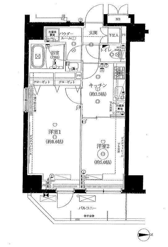 REALIZE新御徒町(2K/2階)の間取り写真