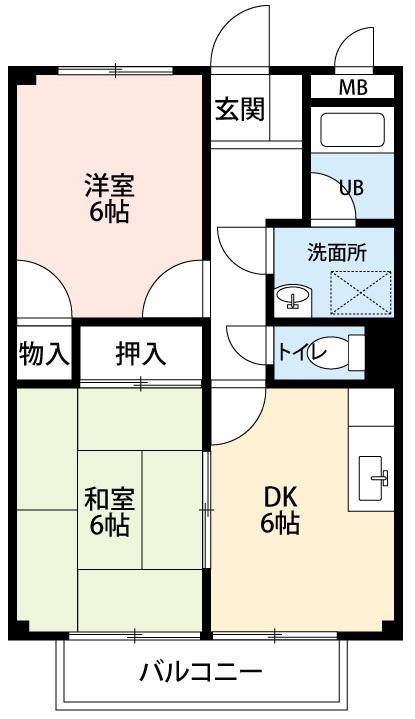 SURPLUS TWO ICHIKAWAB(2DK/2階)の間取り写真