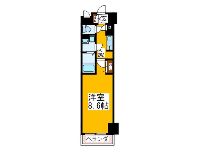 AJIRUKITAHORIE(1K/10階)の間取り写真