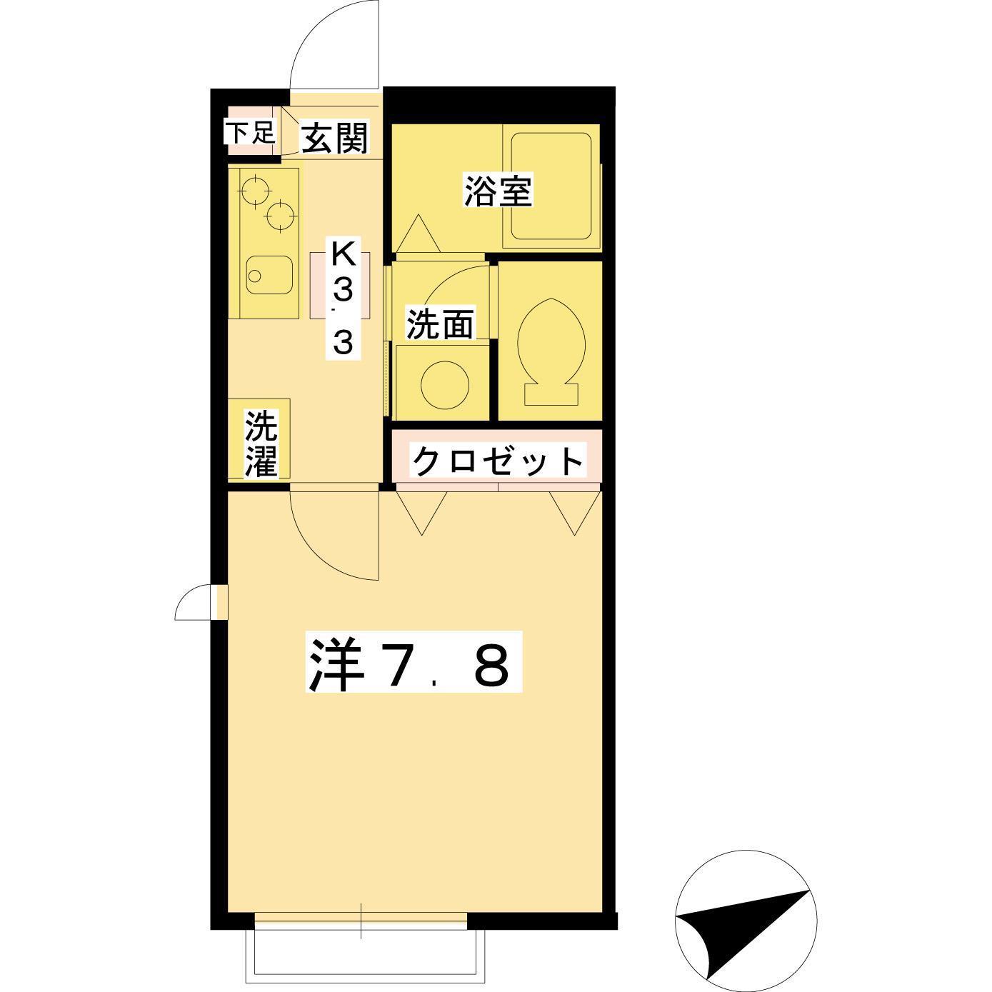 グラン・ジュテ調布(1K/1階)の間取り写真