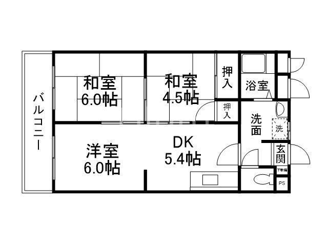コーポラス花園(3DK/1階)の間取り写真