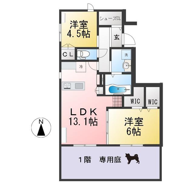 PRESSO さくら(2LDK/1階)の間取り写真