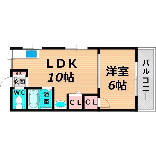 ヴィラナリー東中浜(1LDK/3階)の間取り写真