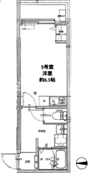リーヴェルポート大森本町(1K/1階)の間取り写真