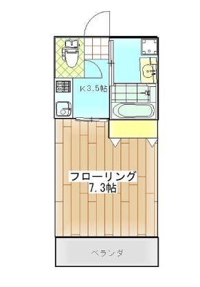 ポルトパレ(1K/3階)の間取り写真