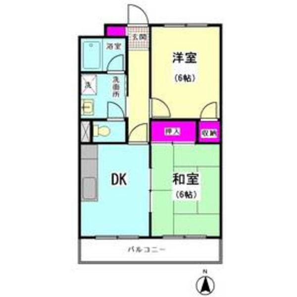 チェリーハイムI(2DK/3階)の間取り写真