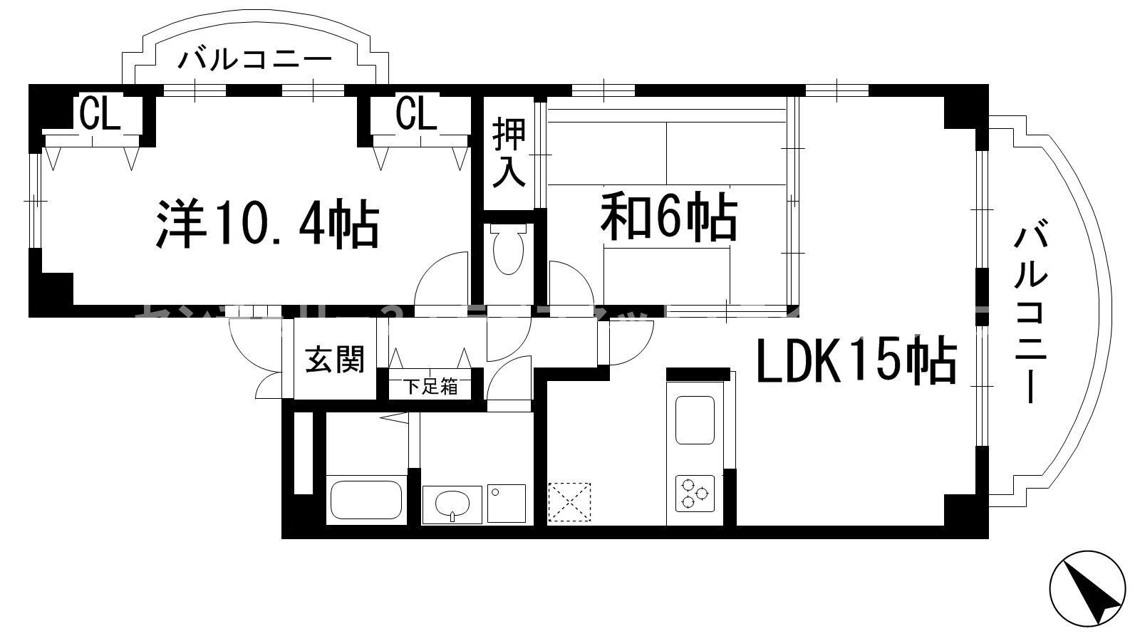 リバージョイントⅡ(2LDK/2階)の間取り写真