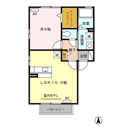 クルールA(1LDK/2階)の間取り写真